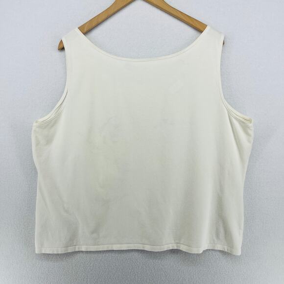 EILEEN FISHER Tank Top 2X Plus Organic Cotton Stretch Jersey Off White USA - Picture 2 of 14